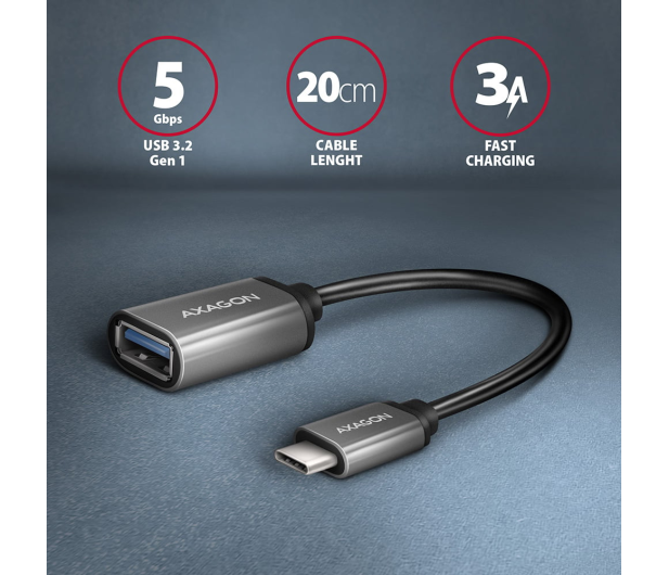 Axagon RUCM-AFAC, redukcja kabla USB-C (M) - USB-A (F), 20cm - 1353484 - zdjęcie 7